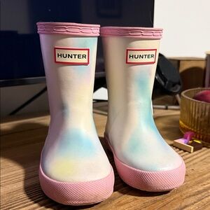 Hunter Kids' Pastel Pink and Multicolor Boots